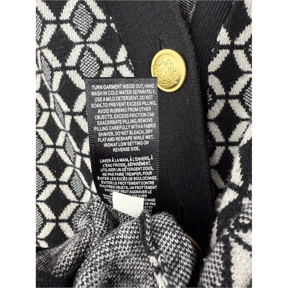 RW&CO. Sweater cardigan Black and White Geometric Knit Blazer with Gold Buttons - Picture 9 of 10